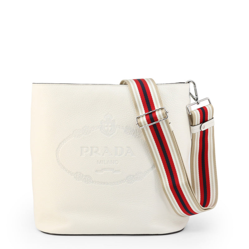 Women White Crossbody Bag Leather Solid Adjustable Detachable Strap Purse Prada