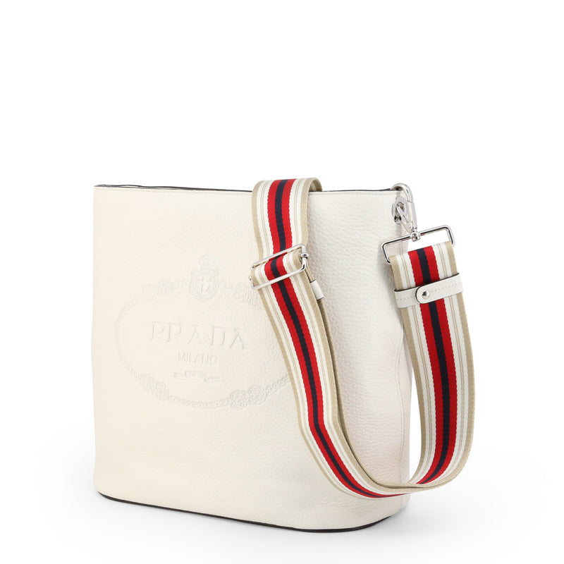 Women White Crossbody Bag Leather Solid Adjustable Detachable Strap Purse Prada