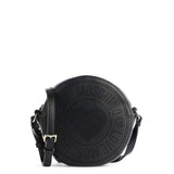 Love Moschino Perforated Logo Faux Black Leather Crossbody Bag